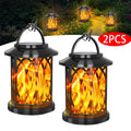 2X Solar Flame Hanging Lamp Outdoor Solar Light Garden Waterproof Flame Flickering Effect Christmas Garden Patio Yard Path Light