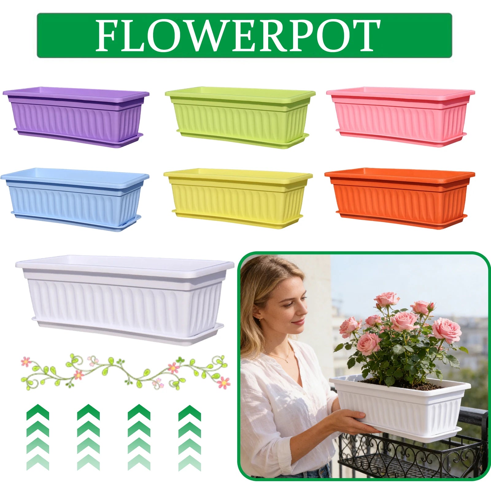 Plastic Vegetable Planters Rectangular Flowerpots For Balcony Indoor Gardening Breathable Plants Pots Garden Tools