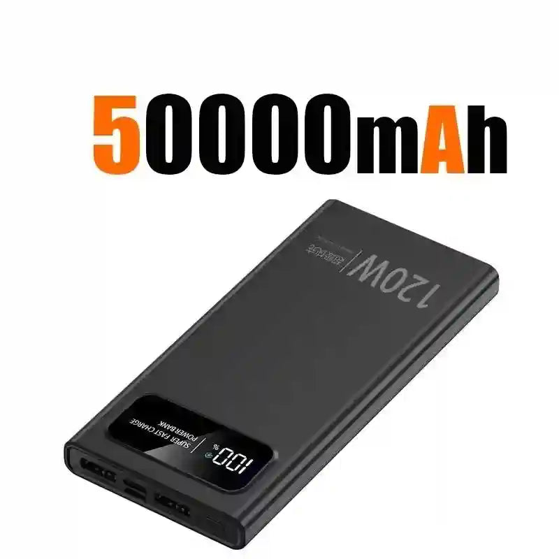 Tidesmit 200000mAh Power Bank - 120W Fast Charging Portable Battery Black 50000mah Tidesmit