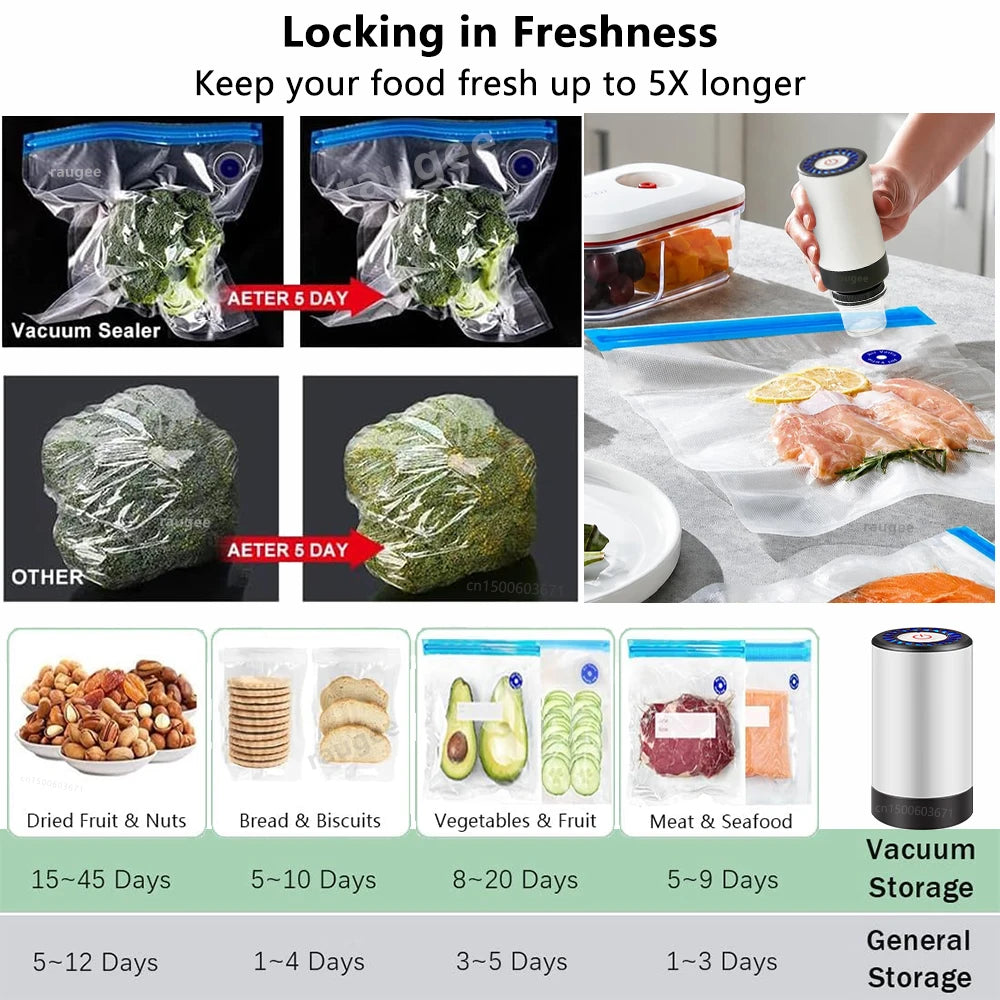 Air Pump Sealer Electric Vacuum Sealer Pump Automatic Dry/Wet Food Sealing Pump USB Rechargeable Mini Air Pump Machine