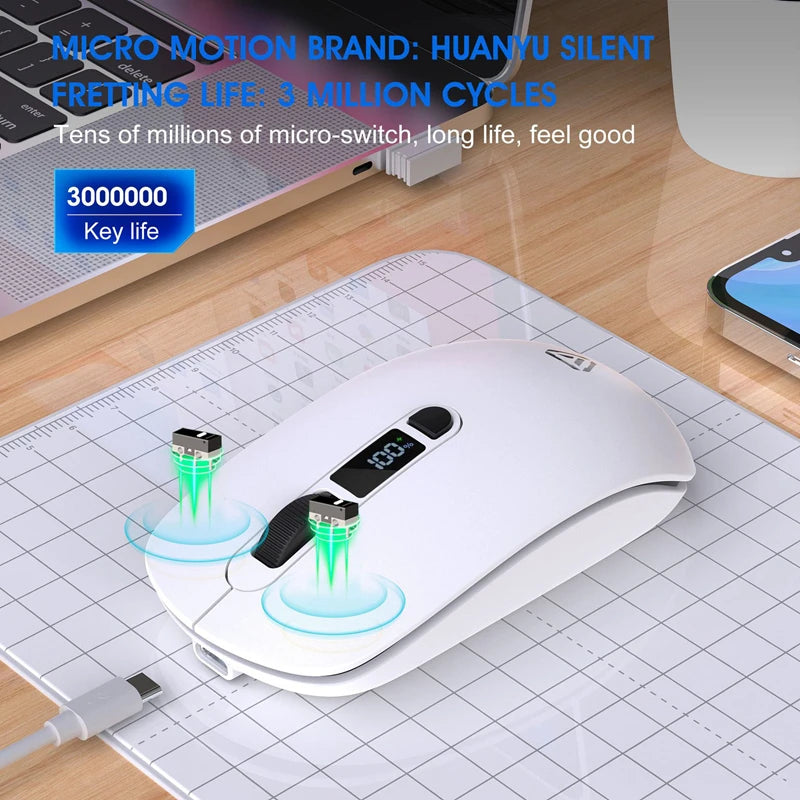 Wireless Mouse Bluetooth 2.4G With Smart Display Silent Portable Silent Click Mouse Rechargeable Office Computers Laptops 2026
