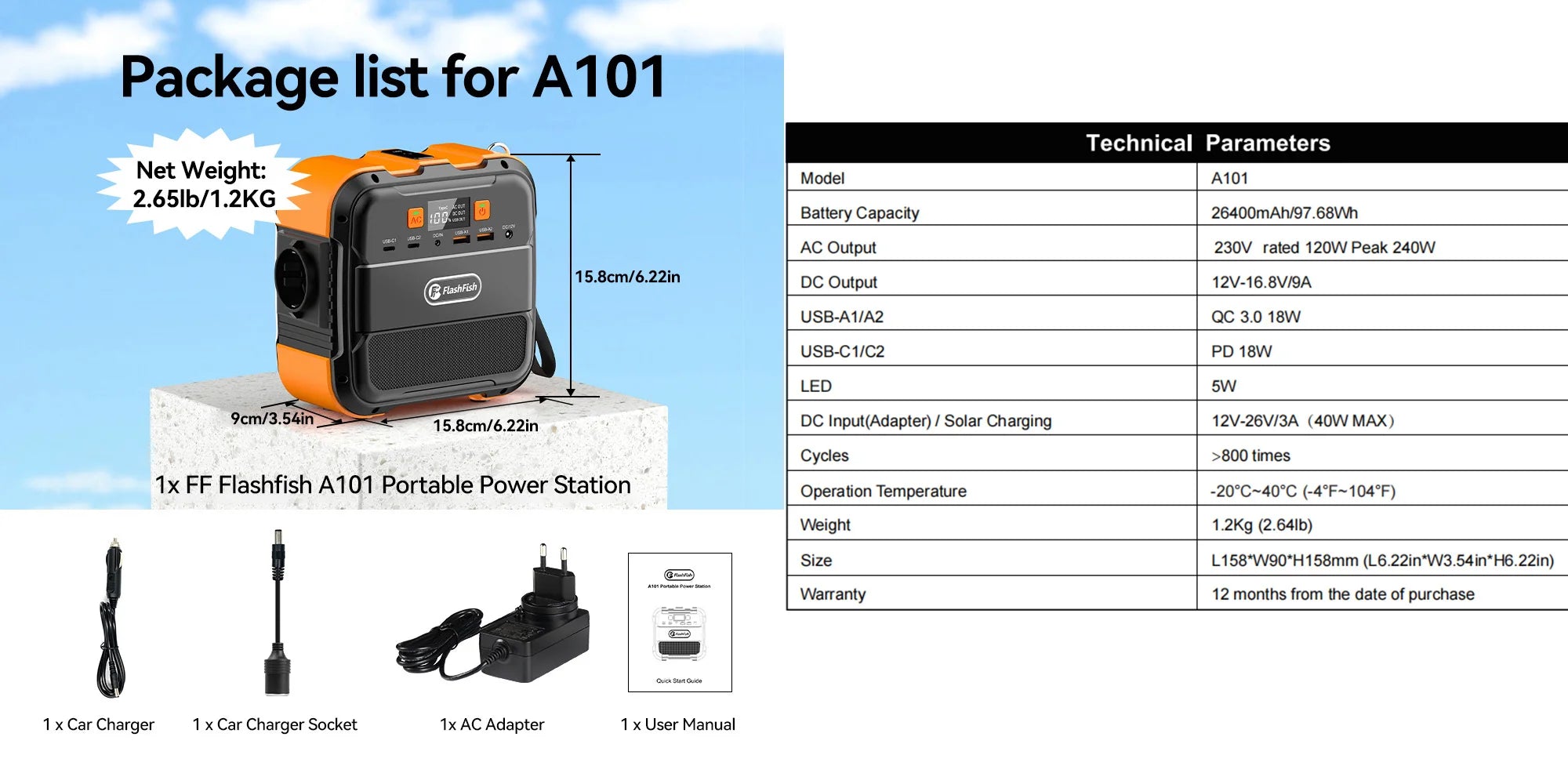Tidesmit A101 Portable Power Station 120W 97Wh Solar Generator (EU) 230V EU Poland Tidesmit