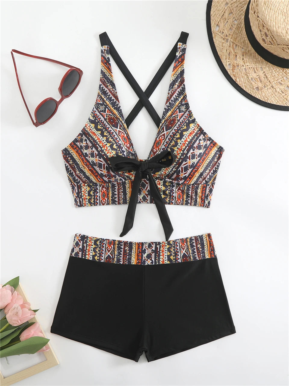 2025 High Waist Bikinis Women Sports Swimwear Print Bathing Suit Female Padded Beach Wear Bathers Swimming Swimsuit Summer