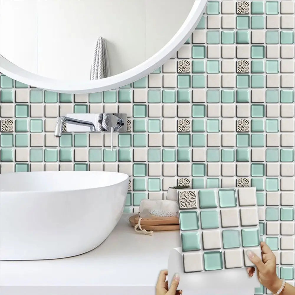 10Pcs Mandala Pattern Backsplash Tile Stickers Multicolor Design Waterproof Peel and Stick Tile Removable Self-Adhesive