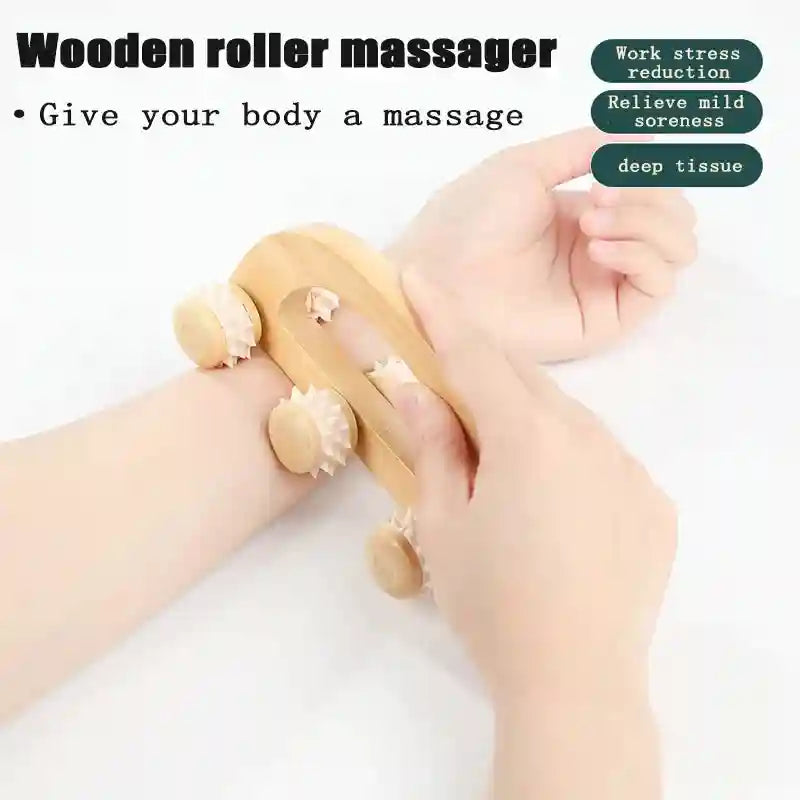 Wooden Massage Roller for Back & Neck Relief | Manual Deep Tissue Tool Massage Roller Tidesmit