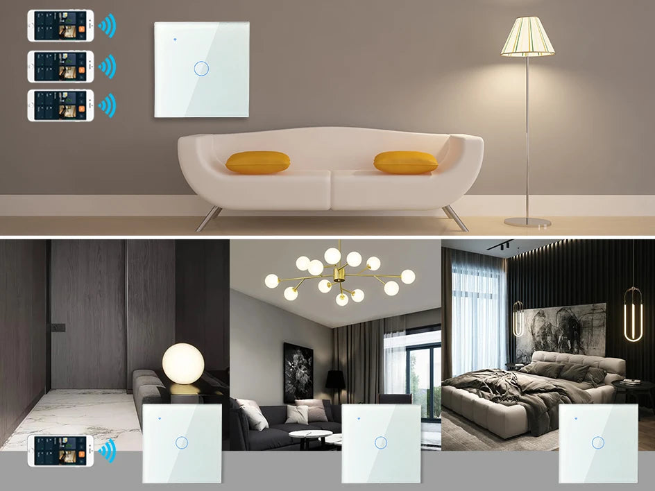 ZigBee 1 2 3 4 Gang with No Neutral Smart Touch Light Switch EU Europe UK Wall Button Tuya Power 2 3 Way Alexa Smart Home Voice