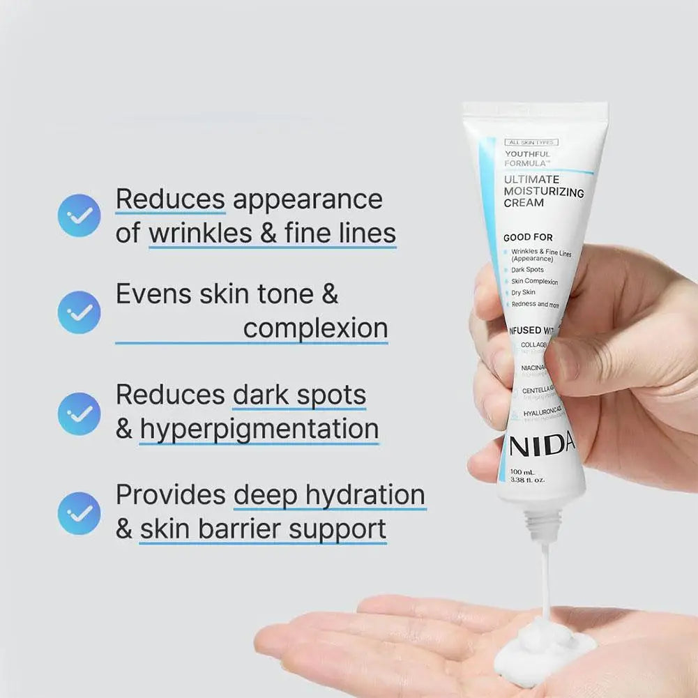 NIDA 100mL Face Moisturizer With Collagen Niacinamide For Brightening Skin Appearance Daily Nourishing Cream For All Skin 1PCS