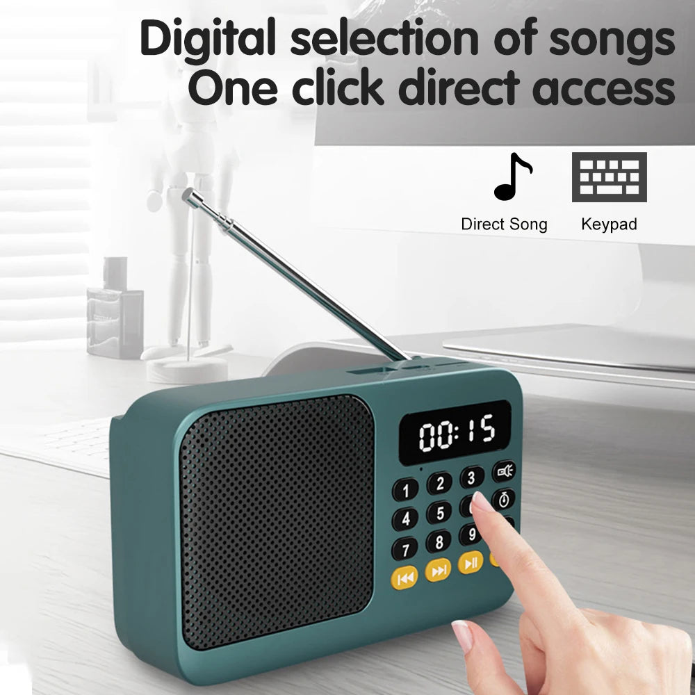Bluetooth 5.0 FM Radio Portable Speaker with LED Light Support Recording TF Card USB Play Wireless Speaker Radio FM Receiver
