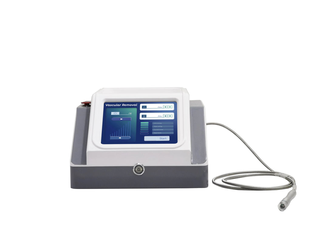 980nm diode laser machine for painless spider vein removal with digital touch screen and handheld treatment probe.