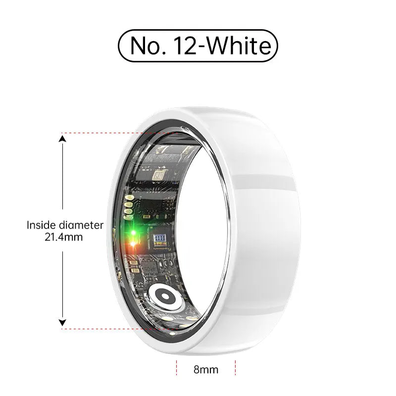 Smart Health Ring – Waterproof Fitness Tracker by Tidesmit Ceramic White No. 12 Tidesmit