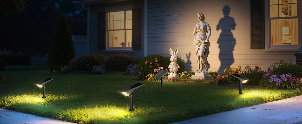 Intelamp Solar Spotlights 4000Mah 3 Color Modes Outdoor Solar Light Garden Lights for Landscape Pathway Yard Patio Garage Driveway Tree