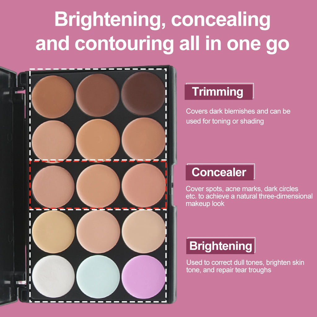 Tidesmit 15 color multifunction concealer palette showing creamy texture for covering acne marks and dark circles
