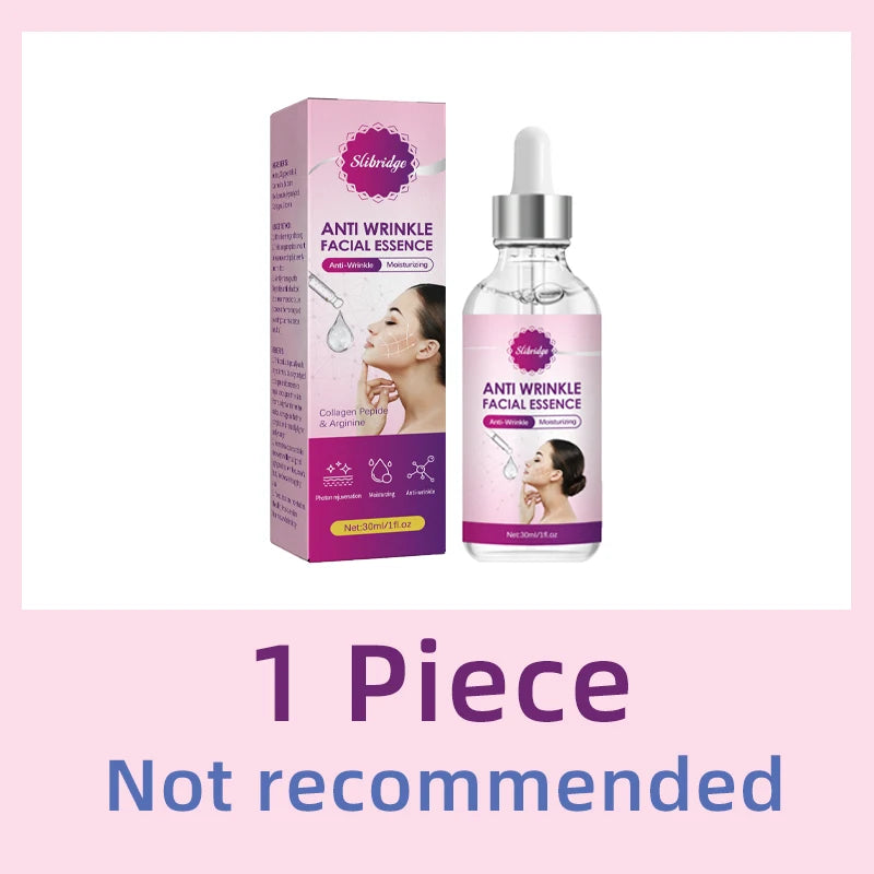Slibridge anti-wrinkle facial essence bottle and its purple, white, and pink box with a woman's portrait.