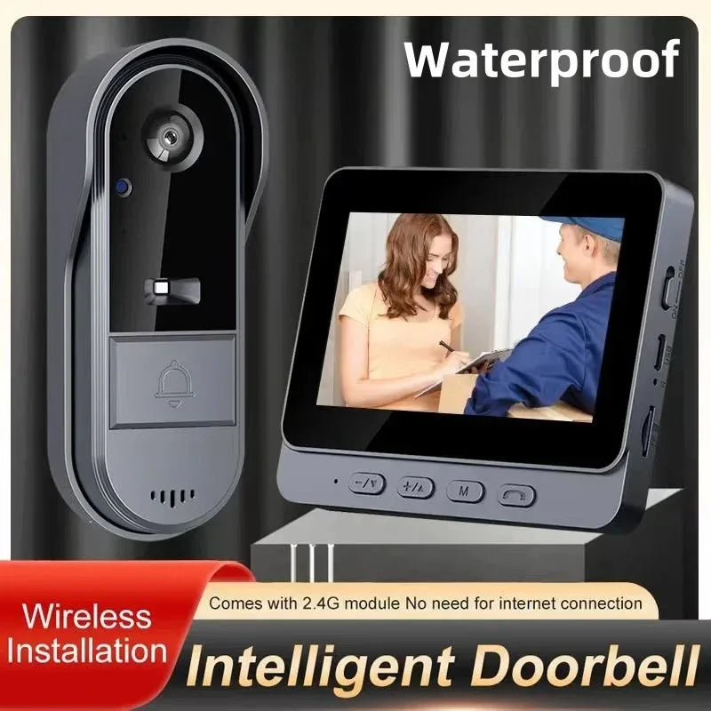 New Waterproof Wireless Doorbell Camera 4.3in IPS Screen 1080P Video Intercom Doorbell Home Security Door Bell IR Night Vision