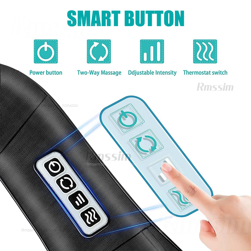 Shiatsu Neck and Shoulder Massager - Deep Tissue Heat Therapy Back Massage Instrument Tidesmit
