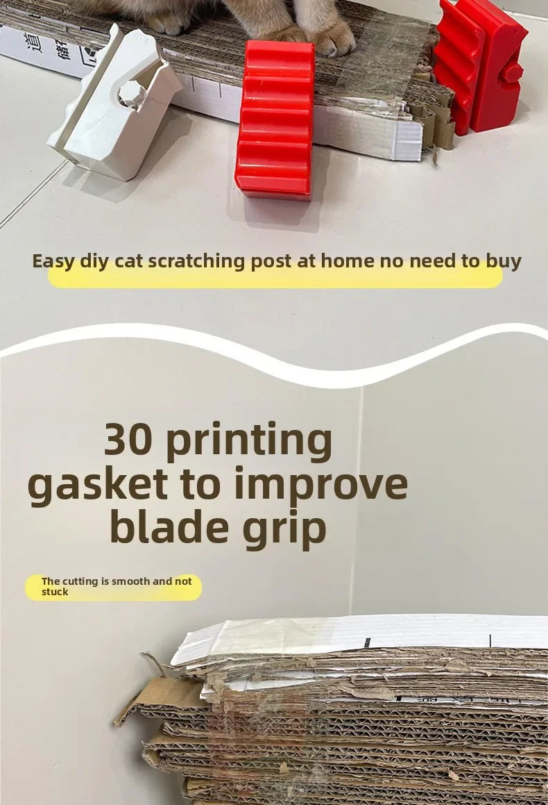 3-in-1 portable cat scratching board cutter tool for DIY cardboard recycling to create custom pet scratchers at home.