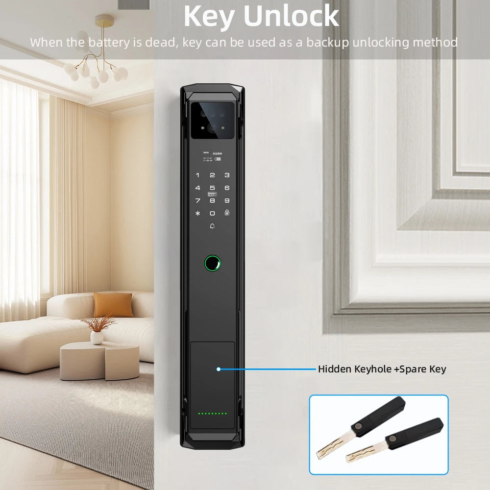 RAYKUBE 21-language Voice Camera Palm Vein Smart Fingerprint Lock Face Recognition Digital Lock With Video Call P85
