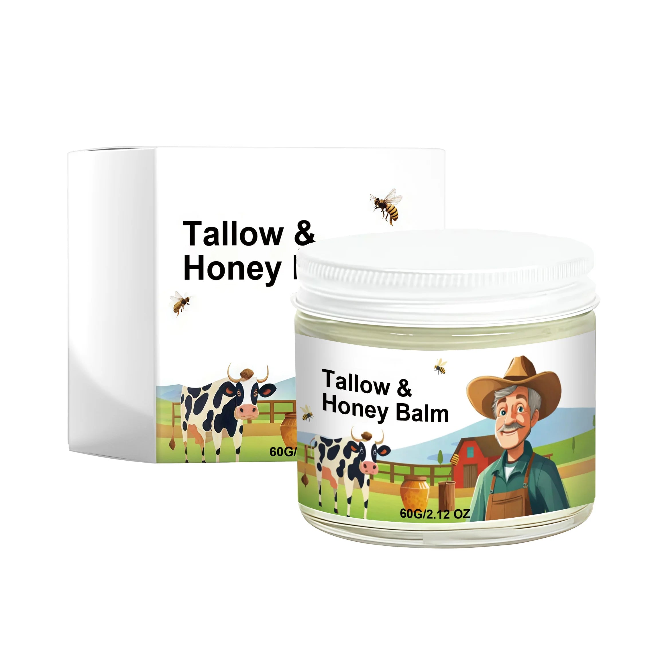 Hydrating Tallow & Honey Balm Skin Nourishing Smoothing Delicate Moisturizer to Improve Texture for Soft Firm Skin Daily Skincar
