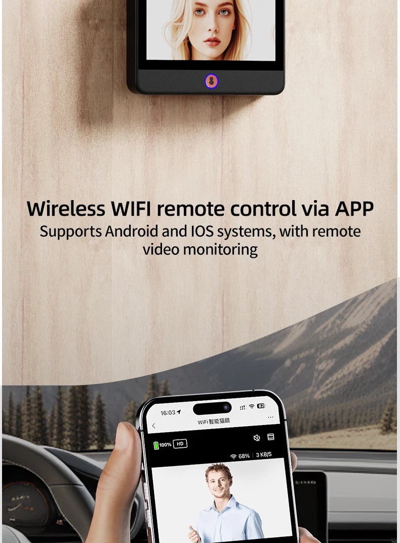 Digital Cat Eye Night Vision Video Doorbell Eye Camera 4.3'' Visual Peephole Camera PIR Surveillance Monitor Viewer Danmini S30