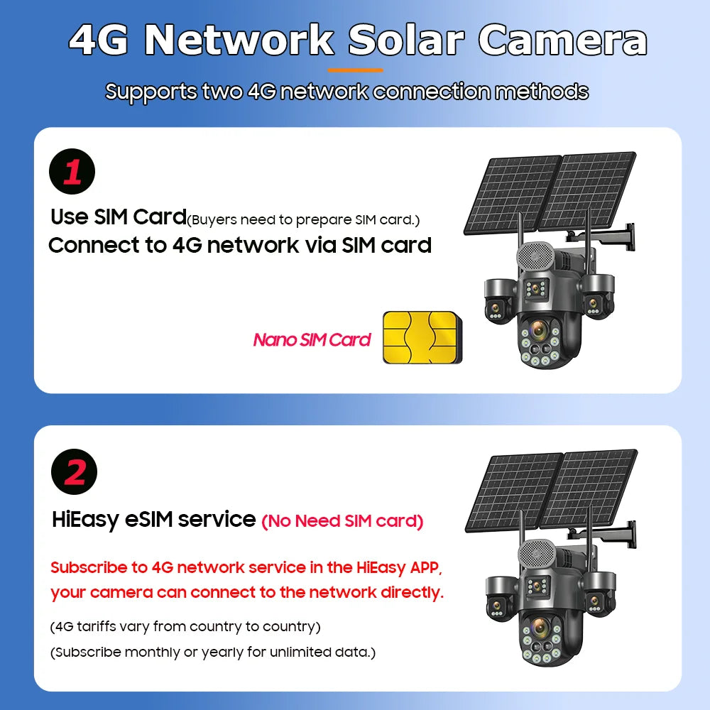 60X Optical Zoom Home Surveillance Solar Cameras 4G Security Protection Auto Track  24/7 Record 4 Screen/4 Lens CCTV PTZ Camera
