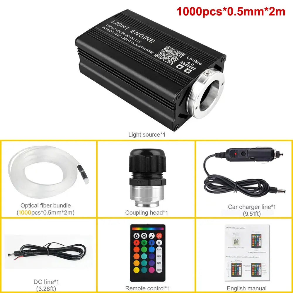 Car Roof Star Light Kit RGB LED Fiber Optic Ceiling 1000 Pcs Tidesmit