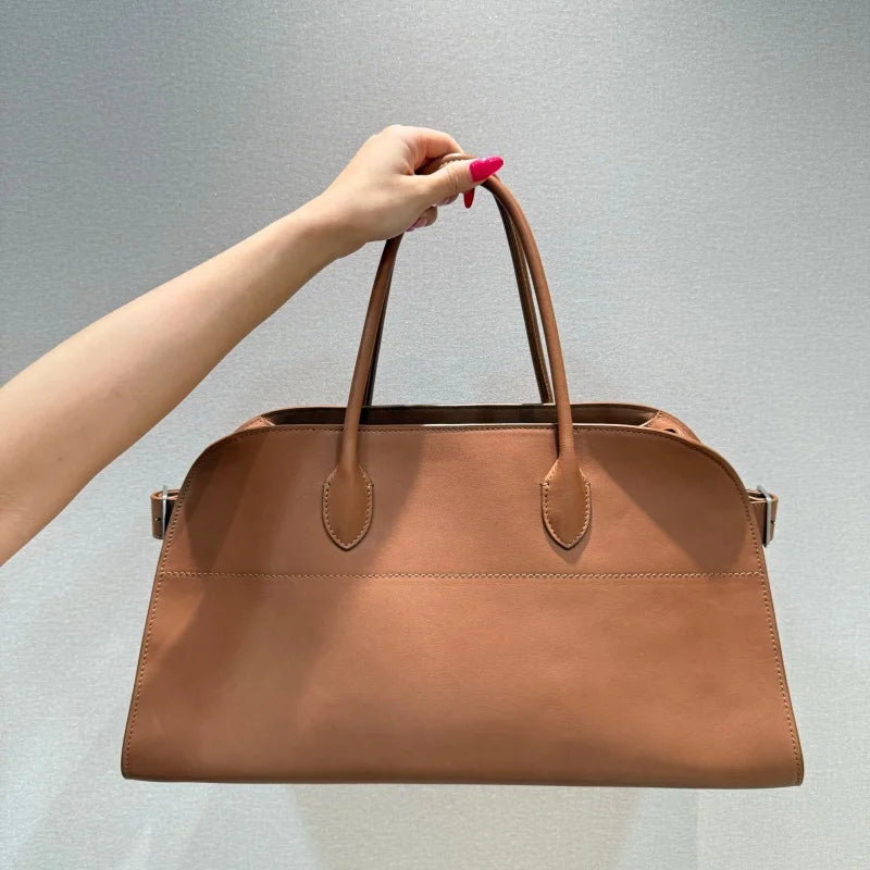 Unisex saddle leather all steel hardware inner sheepskin single shoulder large capacity hand-held horizontal bag
