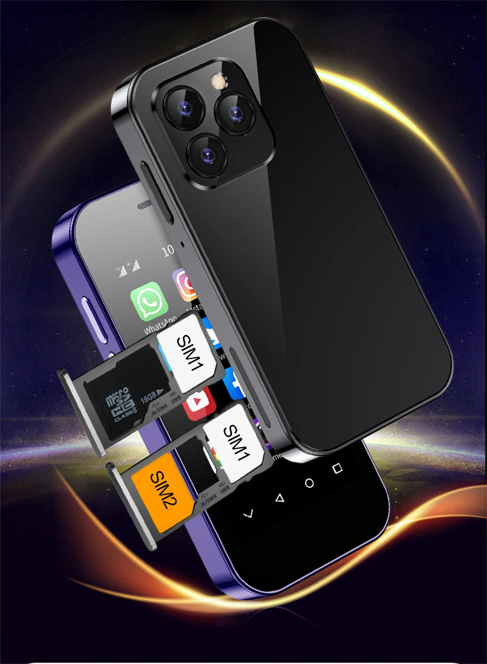 SOYES XS14 Pro 3.0in 4G Mini Smartphone Android 9.0 Dual Sim Face ID Dual Camera WIFI Bluetooth FM Hotspot GPS OTG Mobile Phone