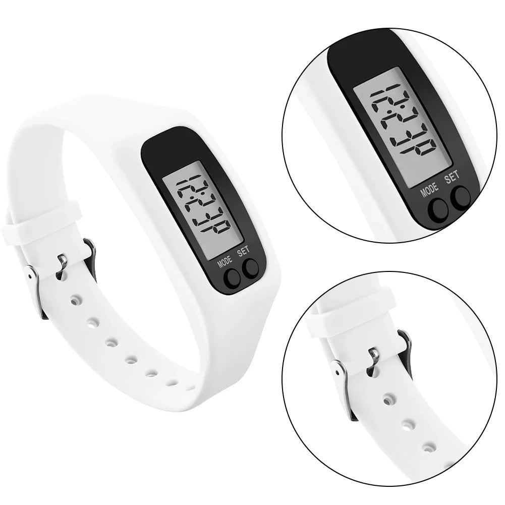 1/2PCS LED Pedometer Bracelet Step Counter Watch with 12/24H Display Silicone Fitness Tracker Multi-Function Activity Band
