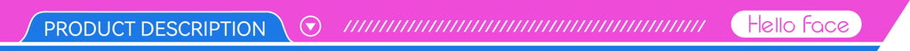 A pink and blue banner labeled "PRODUCT DESCRIPTION" with the Hello Face logo.