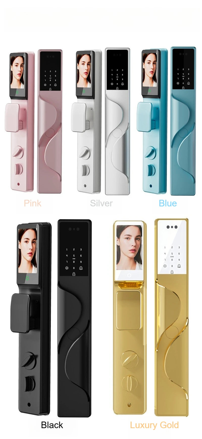 Tuya App Security Lock, Waterproof Smart Door Locks with 3D Face & Palm Recognition Camera Video, Smart Lock Suitable for Israel