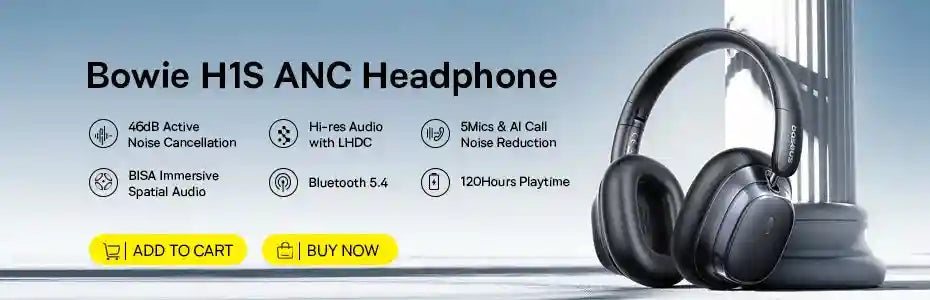 Wireless Over-Ear Headphones with 70H Playtime and Spatial Audio - Gray Tidesmit