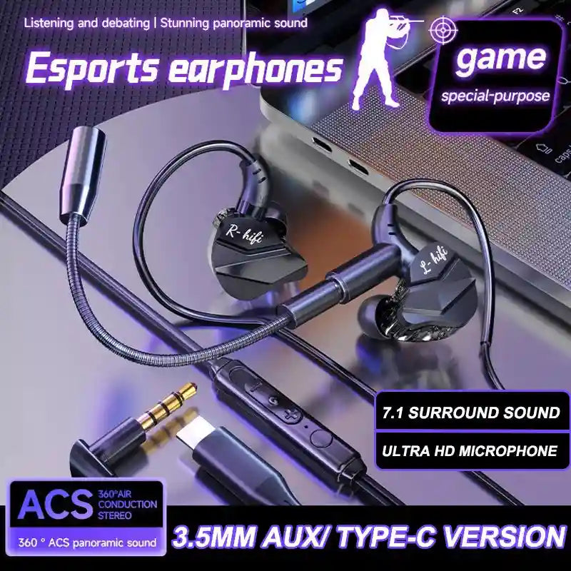 Gaming Earbuds 7.1 Surround Sound with Dual Mic by Tidesmit Tidesmit