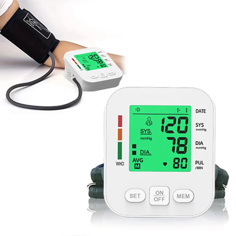 Upper Arm Blood Pressure Monitor Automatic Cuff Tonometer Digital Tensiometer Rechargeable Blood Pressure Meter Heart Rate Meter