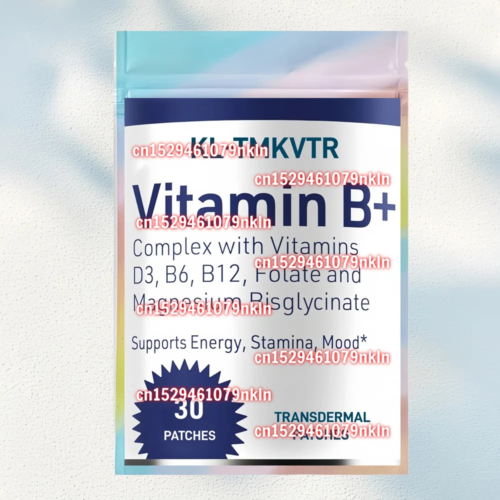 30 Patches Vitamin B Complex Transdermal Patches with Vitamin D3 B12 B6 for Energy, Focus, Mood & Nerve Health