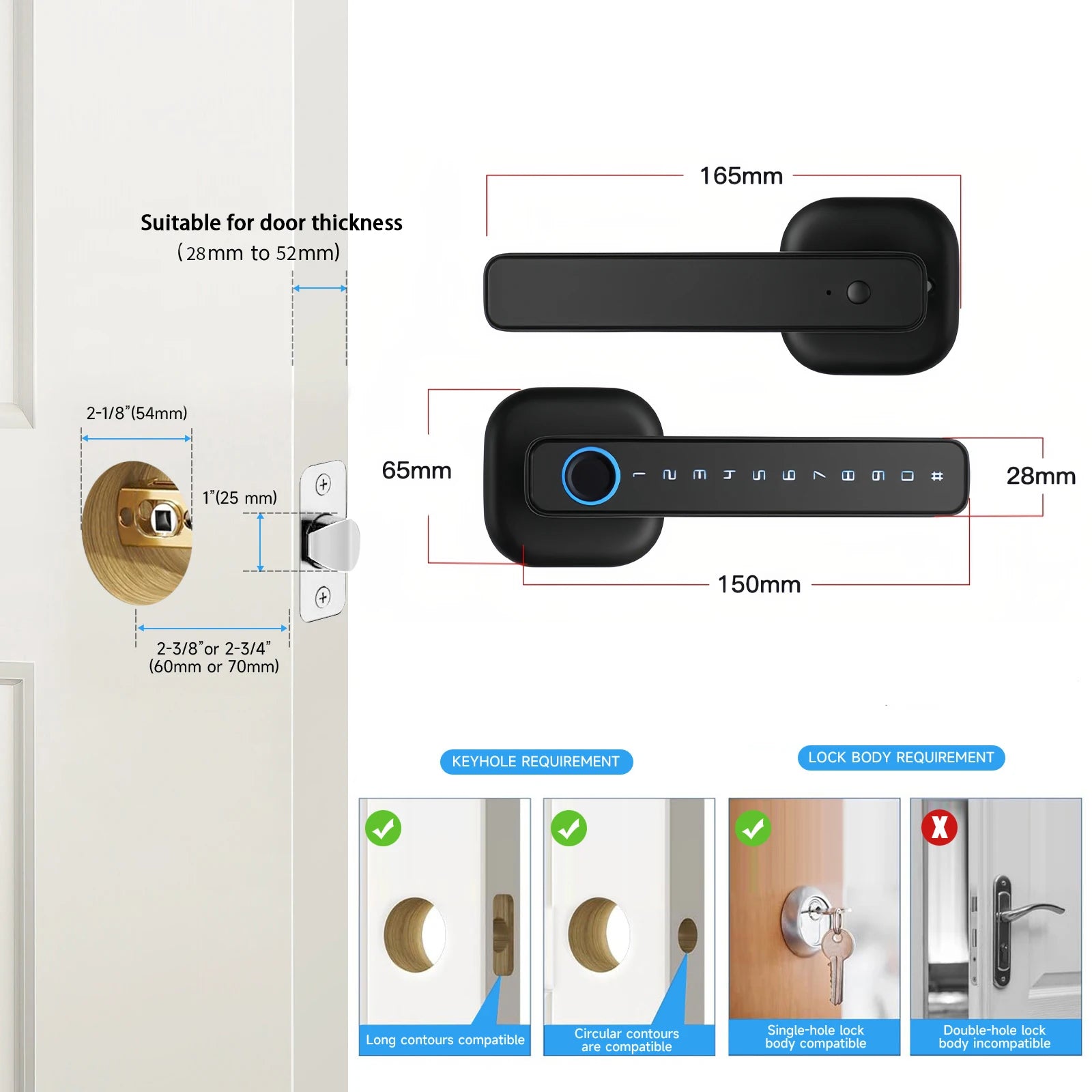 Smart Fingerprint Door Lock with Tuya Bluetooth App Access - Tidesmit Tidesmit