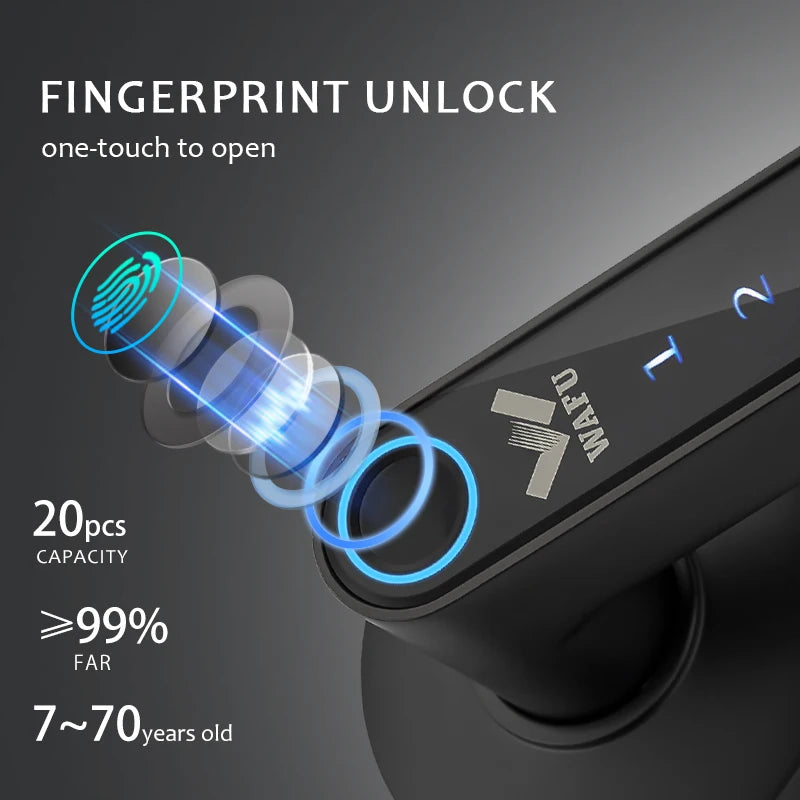 WAFU 016 Fingerprint Smart Lock Password Handle Bed Room Lock Tuya Bluetooth Password Door Lock Zine For Home Hotel