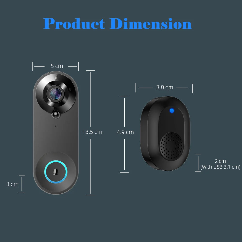 5G 2.4G WiFi Video Doorbell 1080P Wireless Camera Door Bell Tuya Smart Home Security Motion Detect Night Vision Ringing Bell
