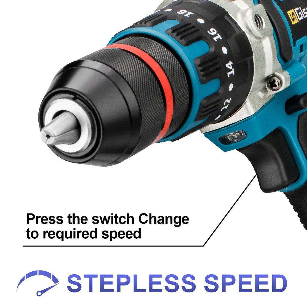 13mm 480N.M Brushless Electric Impact Drill Cordless Drill Electric Screwdriver DIY Driver Power Tool for Makita 18V Battery Pin