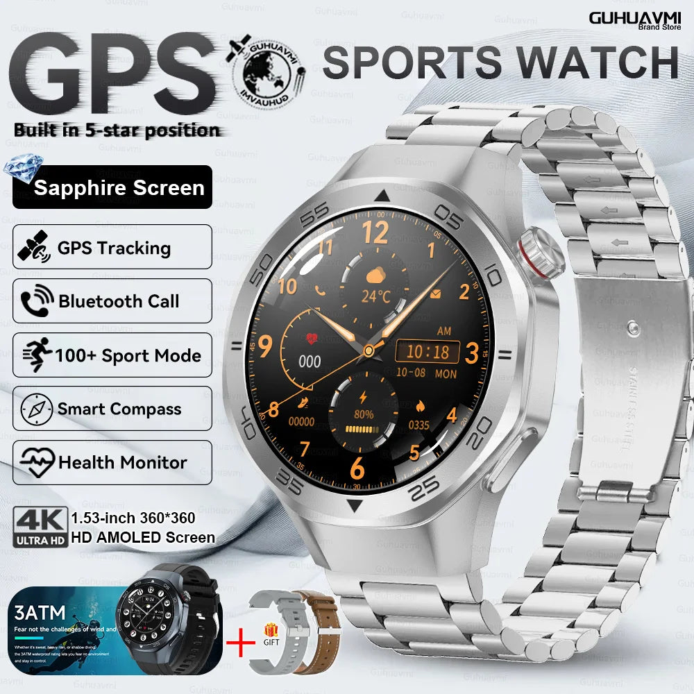 2026New Smart Watch GPS Positioning 3ATM Waterproof GPS Tracker Compass Men Bluetooth Call Heart rate 170+Sports Watch Men Women