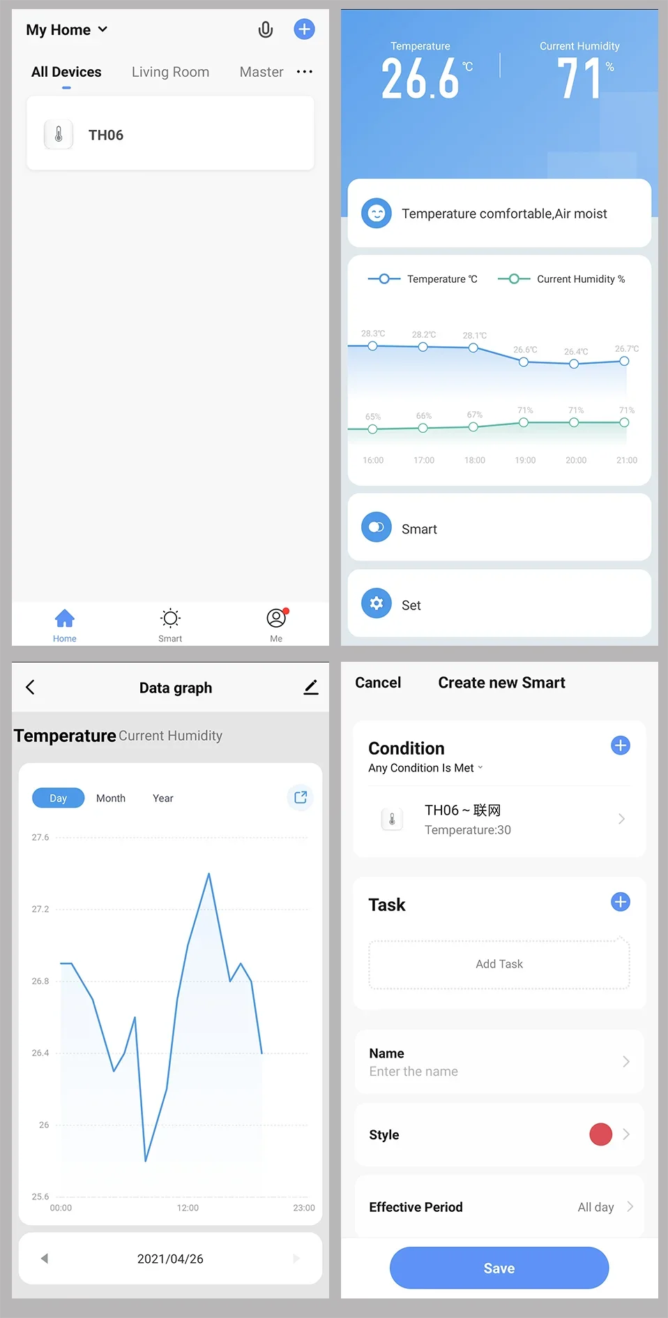Smart Temperature and Humidity Sensor ZigBee 3.0 or WiFi App Monitor Tidesmit