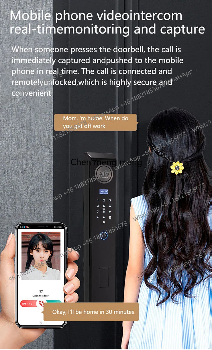 Smart lock with Camera 3D Facial Recognition Electronic Door Lock with Visual Doorbell for Video Surveillance