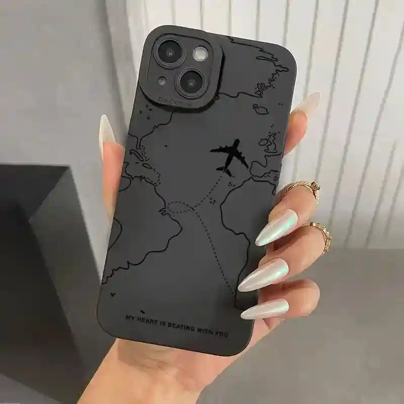 Airplane Route Phone Case | Shock-Absorbing Travel Cover for iPhone 1 Tidesmit