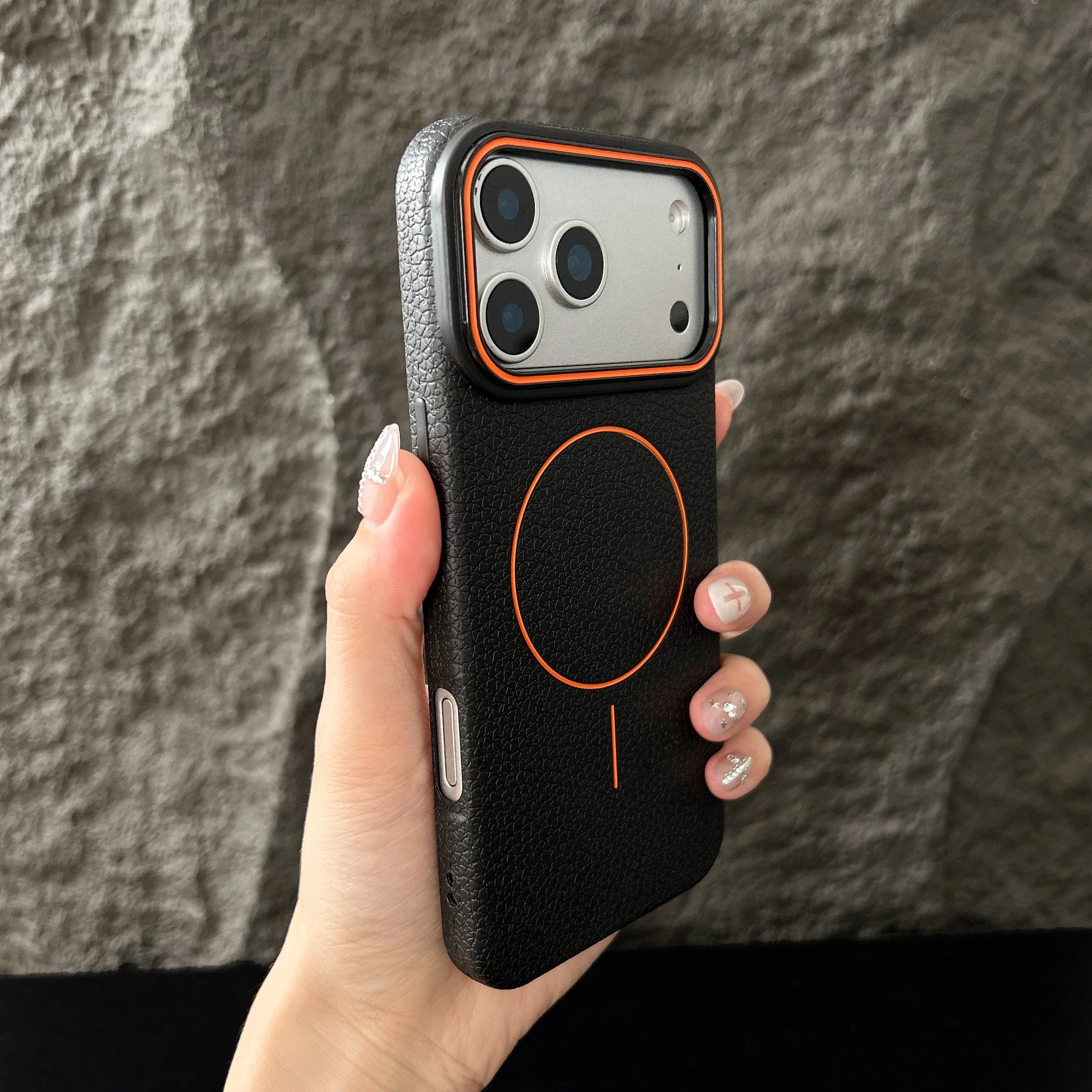 Magnetic iPhone Case with Lichee Pattern | Shock-Absorbing Slim TPU Cover Black Tidesmit