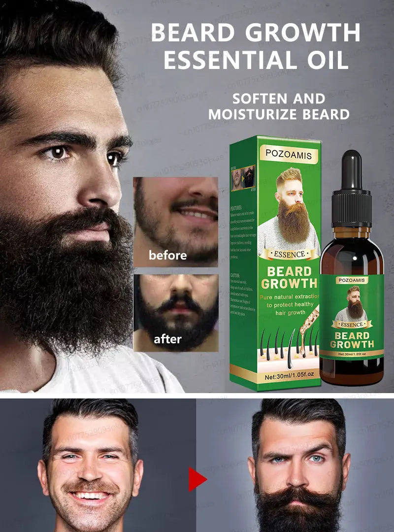 Beard Growth Essence for Thicker Facial Hair - Natural Formula Relaxation Treatment Tidesmit