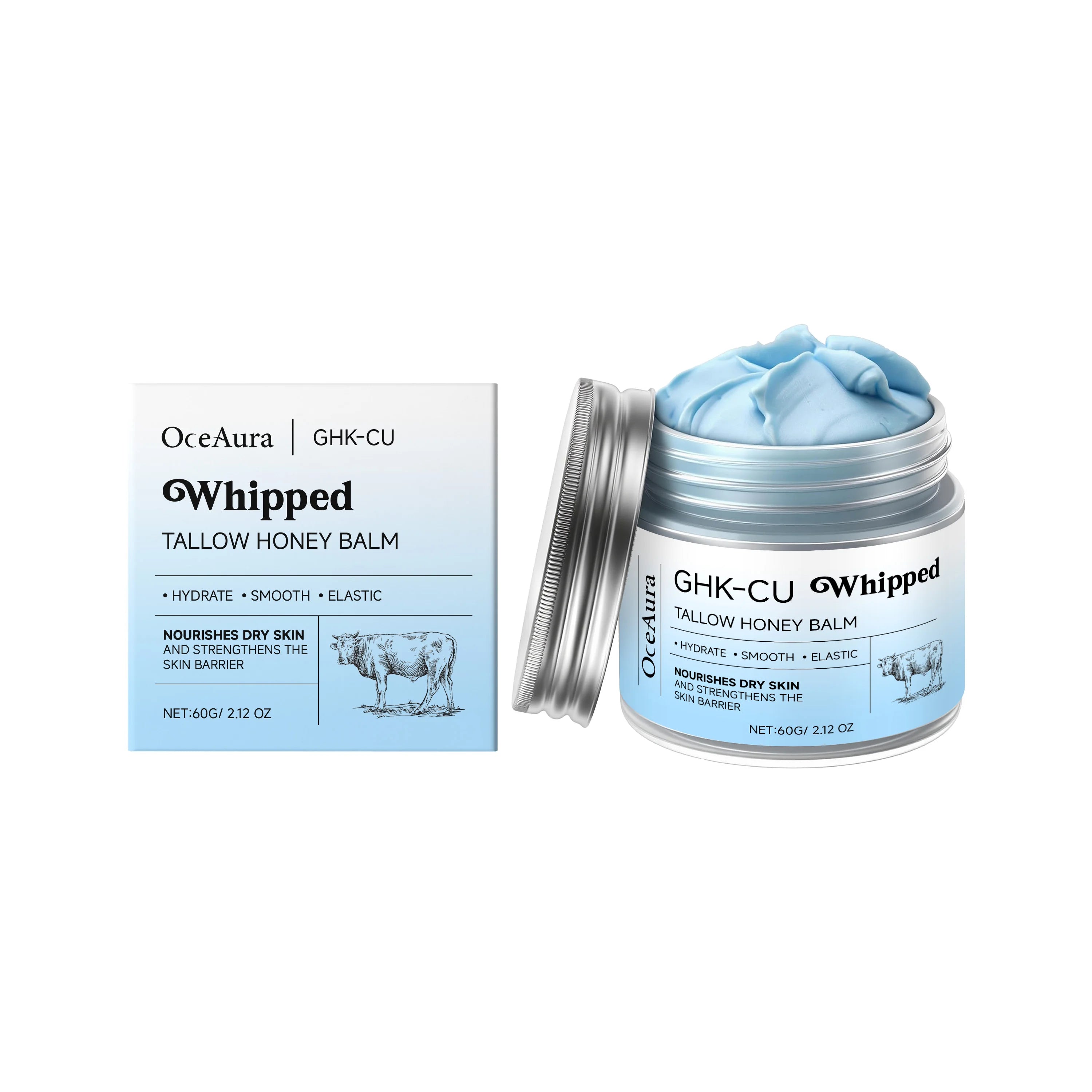 Copper Peptides GHK-Cu Beef Tallow for Skin Blue Balm Manuka Honey Face and Body Moisturizer for Mature Dry & Sensitive Skin