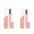 Two Speak Love glossy lip balm sticks in pink tubes; one red and one light pink hydrating, plumping lipstick.