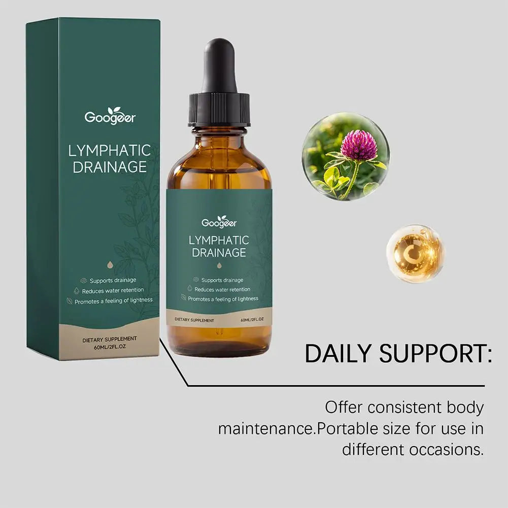 60ml Lymphatic Drainage Drops Natural Herbal Support Water Balance Detox Immune System MenWomen Gentle Liquid Supplement Dropper