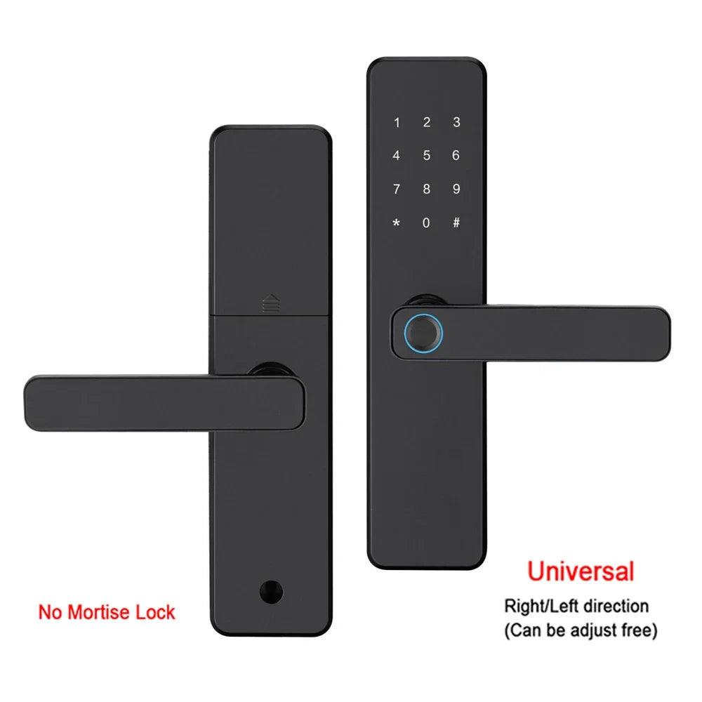 5-in-1 Smart Door Lock with Fingerprint Biometric, Wi-Fi, Tuya APP Control, Touchscreen Keypad – Fits 35-60mm Thick Doors