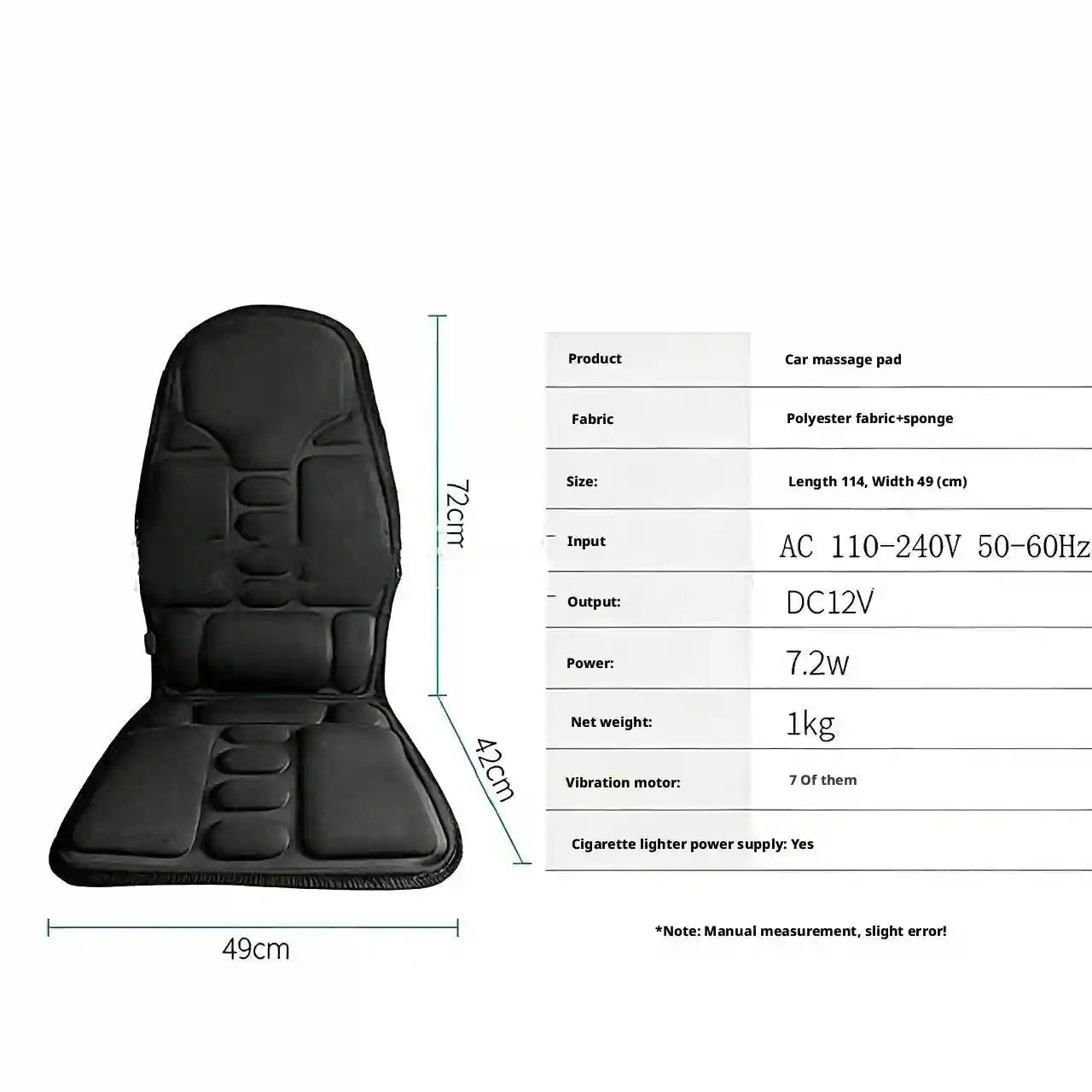 Heated Massage Cushion: Electric Massager for Neck and Back - Black Massage Cushion Tidesmit