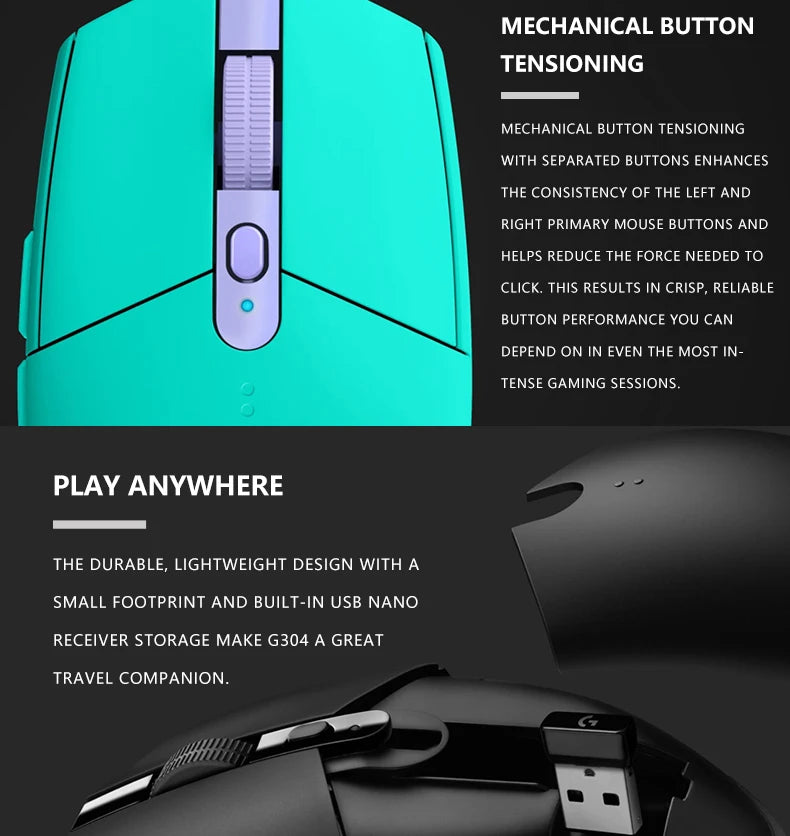 Logitech G304 LIGHTSPEED Wireless Mouse Game Mouse Lightweight and Portable  Light speed PC Gamer Same Model No Driver Vers